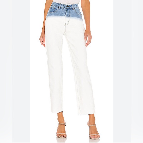 Superdown NWOT Claire Ombré Blue to White Raw Hem Relaxed Jeans Sz 26 Revolve - Picture 3 of 10
